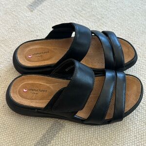 Never worn!!! Black Clarks Sandals